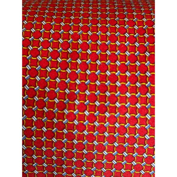 Brooks Brothers Makers Mens Tie 100% Silk Classic Chain Link Red Blue Yellow USA - Picture 4 of 8